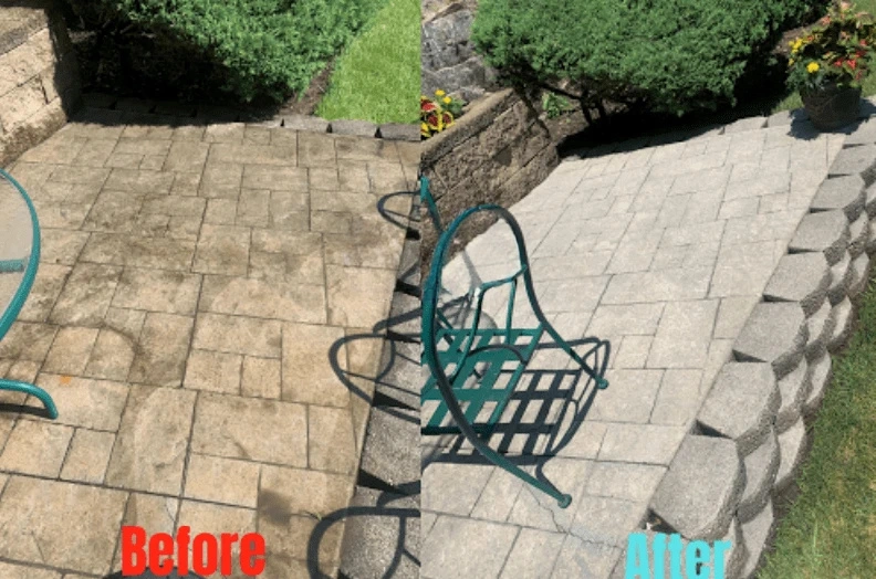 Before and after results of surface cleaning by Willowick Power Washing in Willowick